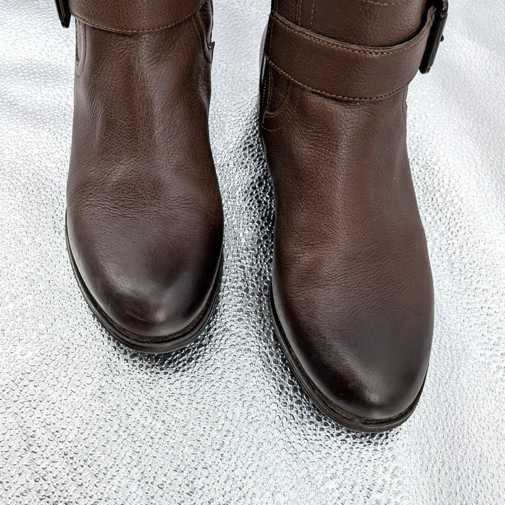 Naturalizer Jessie Tall Boots Brown Leather Riding Comfort Side Zip Size 6W